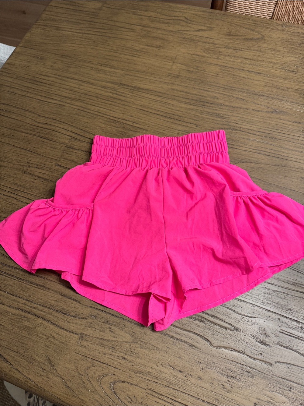 Women’s Smocked Waist Ruffle Skort/Shorts - Hot Pink